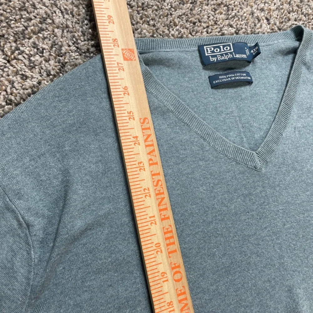 Polo Ralph Lauren Men's 4XB Big V-Neck Sweater Pima Cotton Sage Green Pony
